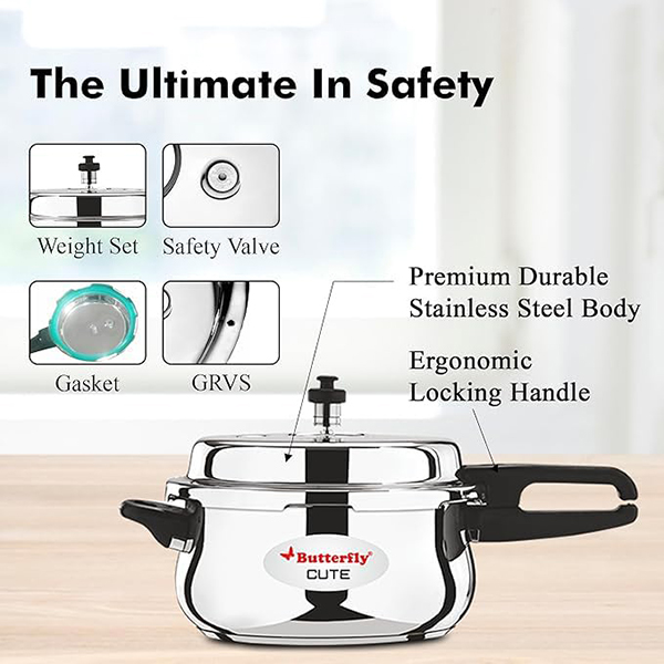 Buy Butterfly Cute 3 L Stainless Steel Outer Lid Pressure Cooker - Vasanth & Co