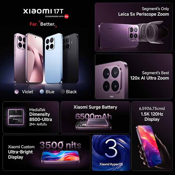 Buy Xiaomi 17T Violet 12GB RAM 512GB Storage Mobile Phone