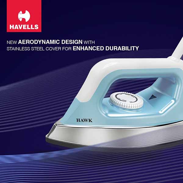 Buy Havells 1100 Watt Hawk Blue & White Heavy Weight Dry Iron Online - Vasanth & Co