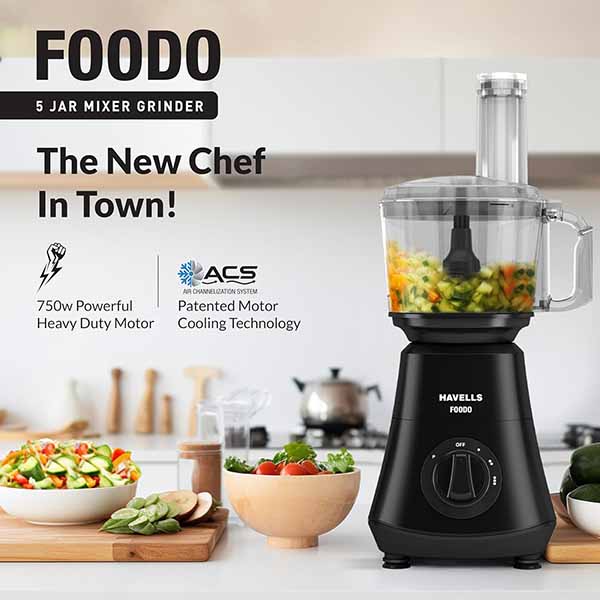 Buy Havells 750 Watt Foodo 5 Jars Mixer Grinder Online - Vasanth & Co