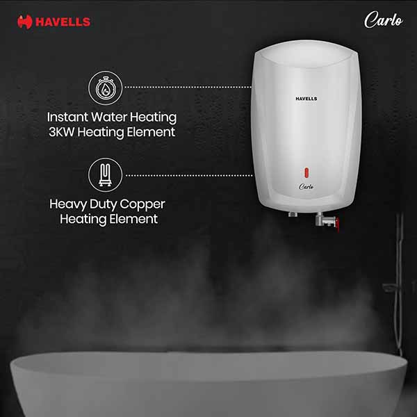 Buy Havells 5 Litre Carlo White Instant Water Heater Online - Vasanth & Co