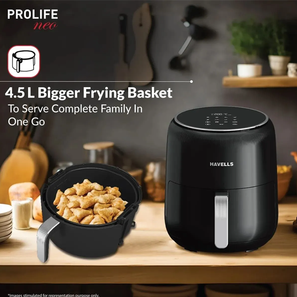 Buy Havells 4.5 L Prolife Neo 1500 W Black Air Fryer Online - Vasanth & Co