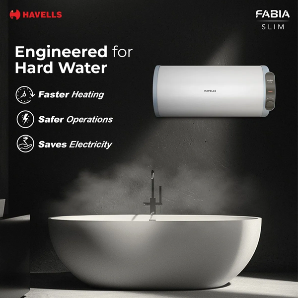 Buy Havells 15 L Fabia Slim Horizontal Left Side Storage White Blue-LH Water Heater (Geyser) Online - Vasanth & Co