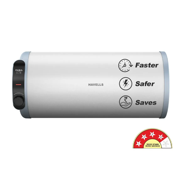 Buy Havells 15 L Fabia Slim Horizontal Left Side Storage White Blue-LH Water Heater (Geyser) Online - Vasanth & Co