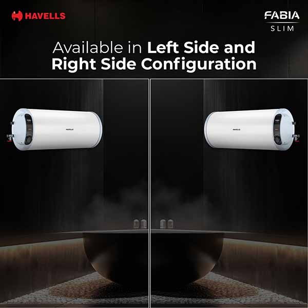 Buy Havells 10 L Fabia Slim Horizontal Left Side Storage White Blue-LH Water Heater (Geyser) Online - Vasanth & Co