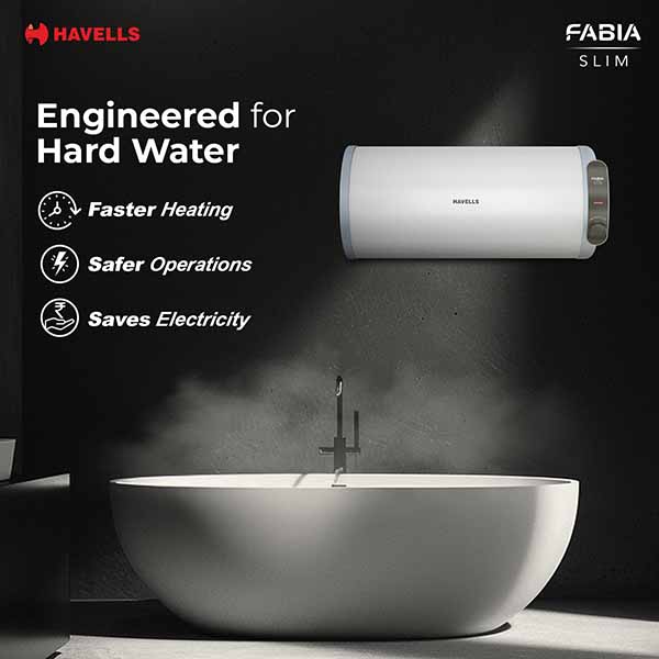 Buy Havells 10 L Fabia Slim Horizontal Left Side Storage White Blue-LH Water Heater (Geyser) Online - Vasanth & Co