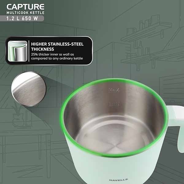 Buy Havells 650 W 1.2 L Capture Multicook Electric Kettle Online - Vasanth & Co