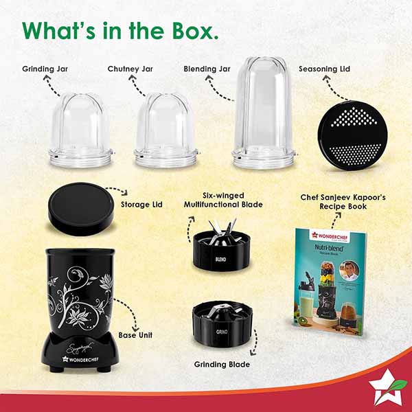 Buy Wonderchef 3 Jars Nutri-blend Black Mixer Grinder - Vasanth & Co