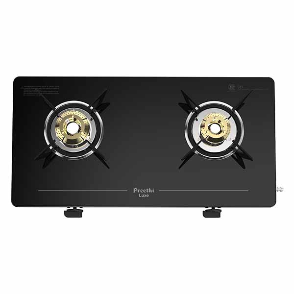 Buy Preethi Luxe 2 Burner GTS414 Black Glass Top Gas Stove Online - Vasanth & Co