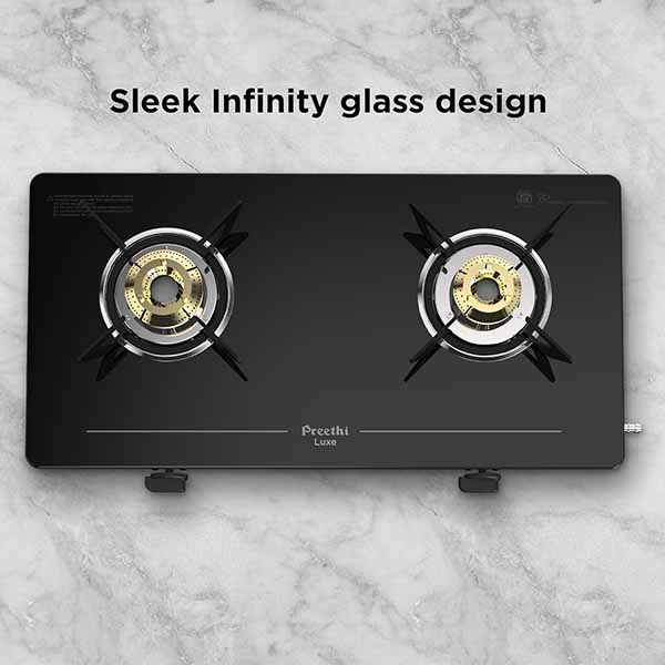 Buy Preethi Luxe 2 Burner GTS414 Black Glass Top Gas Stove Online - Vasanth & Co