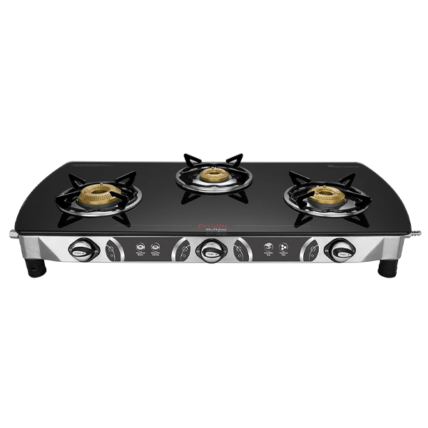 Buy Preethi 3 Burner Blaze GTS 117 Black Glass Top Gas Stove Online - Vasanth & Co
