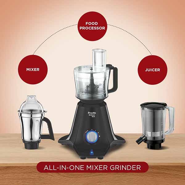 Buy Preethi 5 Jars 750 Watts Zodiac Black Mixer Grinder Online - Vasanth & Co