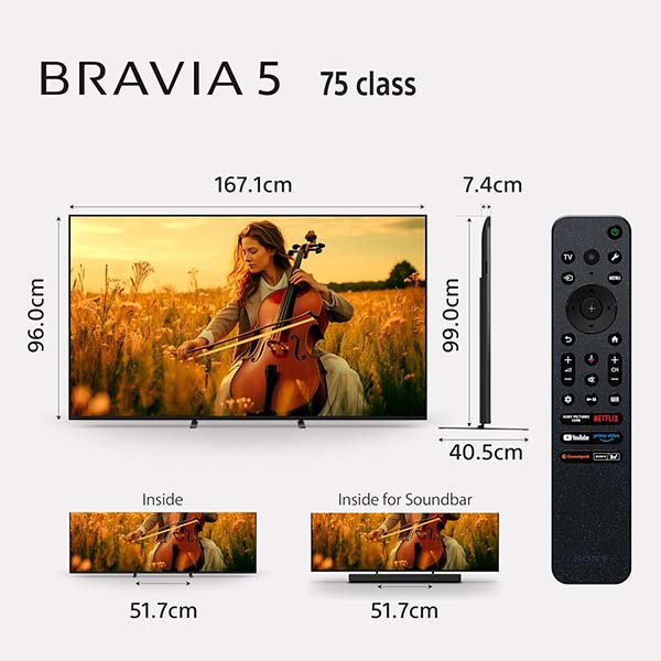 Buy Sony Bravia 5 Series 75 Inch K-75XR55A 4K Ultra HD Smart Mini LED Google TV - Vasanth and Co