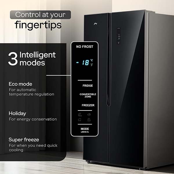 Buy Godrej 600L 3 Star RS EONVELVET 646C RIT OP BK Opera Black Side by Side Refrigerator Online - Vasanth & Co