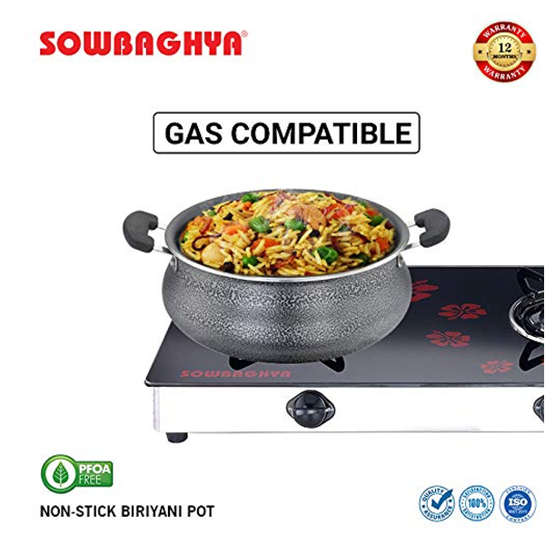 Buy Sowbaghya 3L Black Non Stick Biriyani Pot with Stainless Steel Lid - Vasanth and Co
