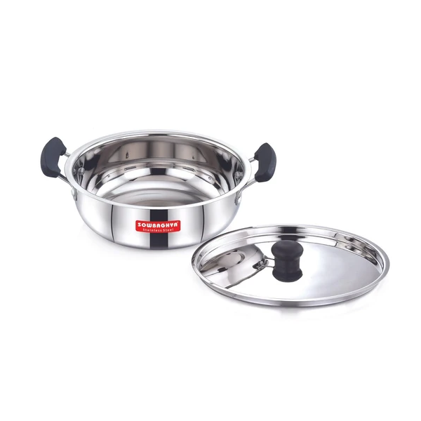 Buy Sowbaghya Stainless Steel Deep Kadai with Lid - Vasanth and Co