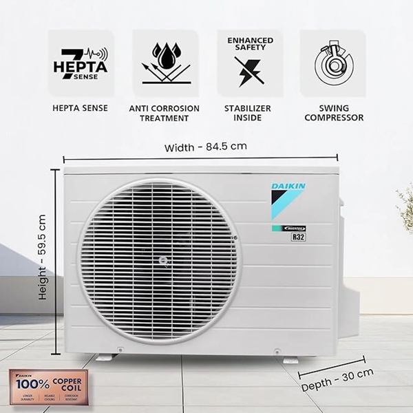Buy Daikin 1.2 Ton 5 Star FTKU42XV16UKA White Inverter Split Air Conditioner - Vasanth and Co
