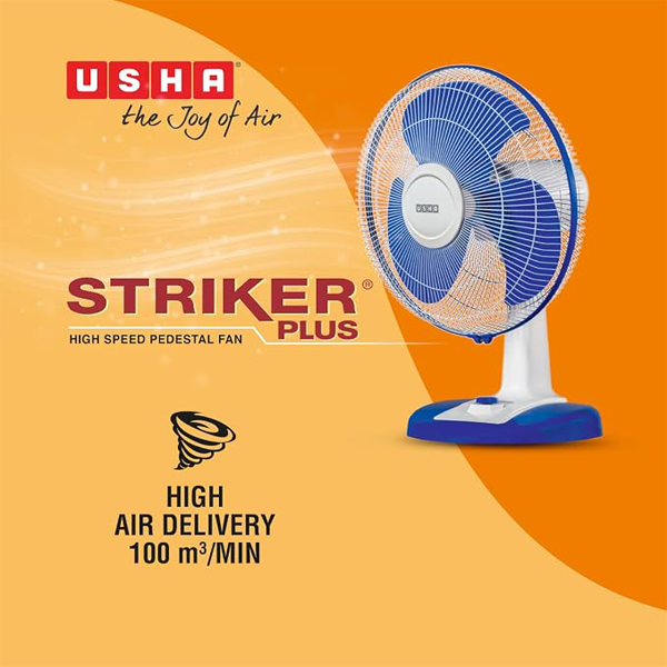 Buy Usha 400 mm 2100 RPM Striker Plus High-Speed Blue Table Fan - Vasanth and Co
