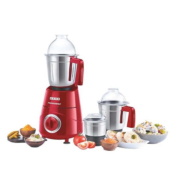 Buy Usha 800W Thunderbolt 3 Jars Red Copper Motor Mixer Grinder - Vasanth and Co
