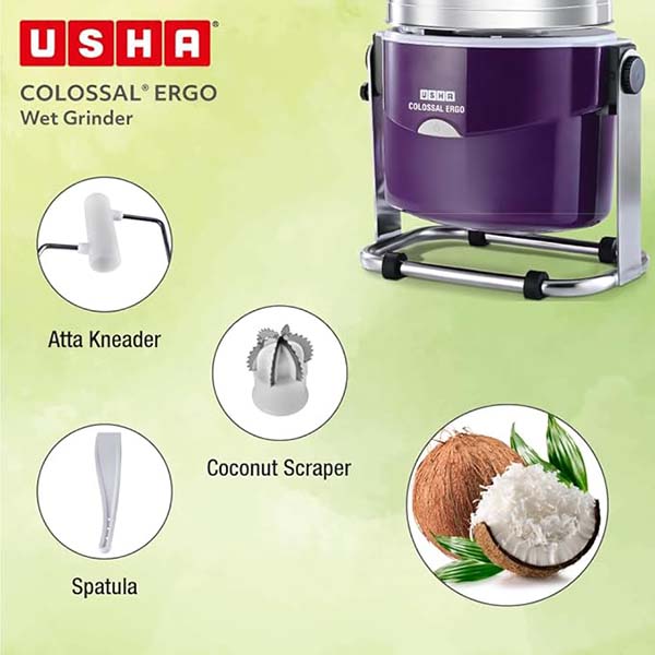 Buy Usha 2L 150W Colossal Ergo Easy Tilt Magenta Wet Grinder - Vasanth and Co