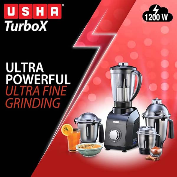 Buy Usha 1200W 24000 RPM TurboX 4 Jars Mixer Grinder - Vasanth and Co