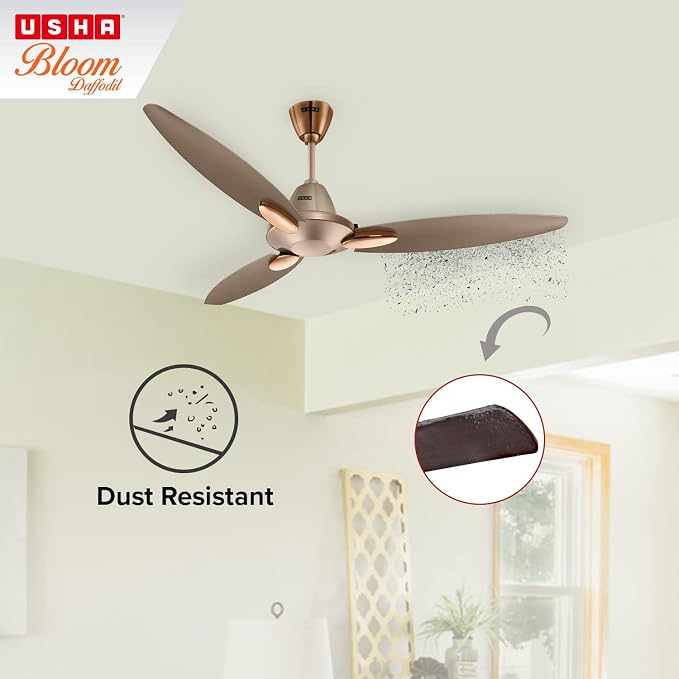 Buy Usha 1250mm Bloom Daffodil Dust Sparkle Golden and Brown Ceiling Fan - Vasanth and Co
