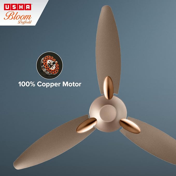 Buy Usha 1250mm Bloom Daffodil Dust Sparkle Golden and Brown Ceiling Fan - Vasanth and Co