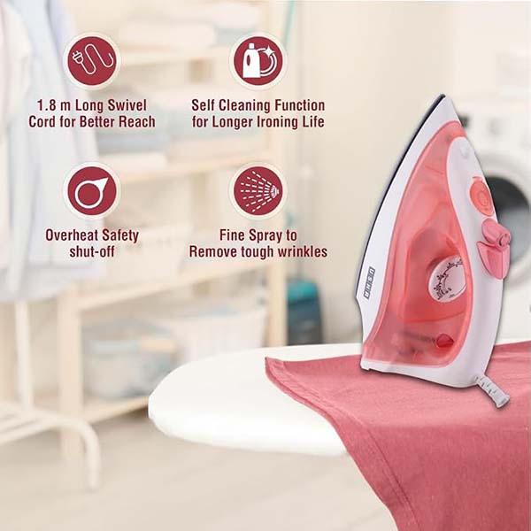 Buy Usha 1300W SI3813C Pink Steam Iron with Ceramic Coated Sole Plate - Vasanth and Co