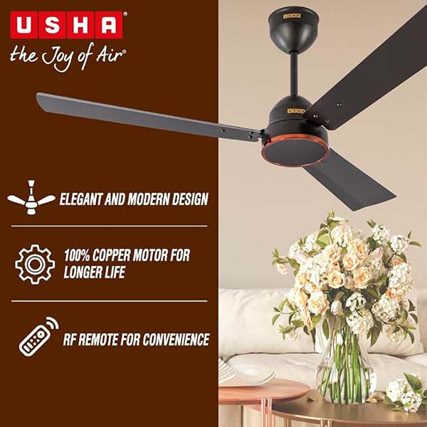 Buy Usha 1200 mm 5 Star Smoke Brown Aeroedge BLDC Motor with Remote Ceiling Fan - Vasanth and Co