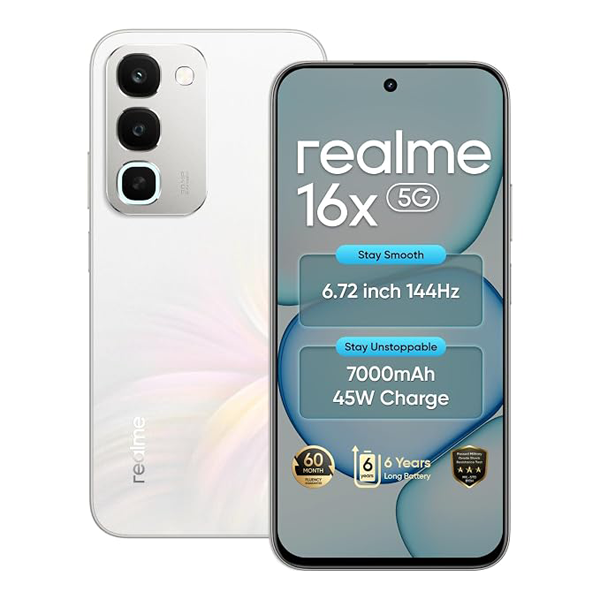 Buy Realme 16x 5G 6GB 128GB Glory White Mobile Phone Online - Vasanth and Co