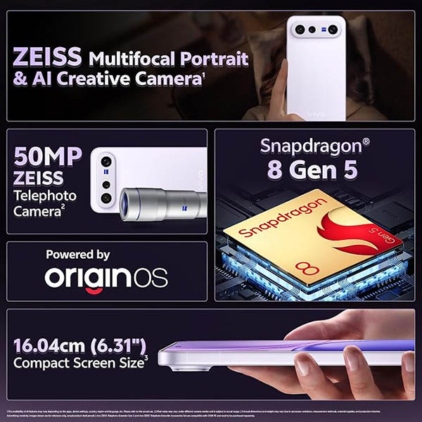 Buy Vivo X300 FE 5G 8GB 256GB Lilac Purple Mobile Phone Online - Vasanth and Co