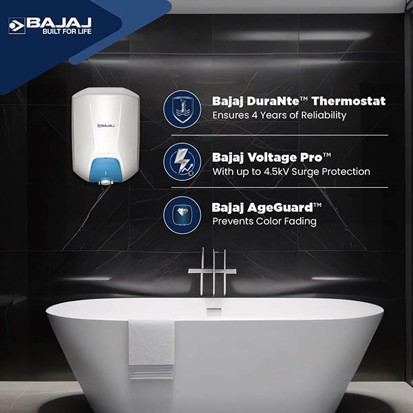 Buy Bajaj 10 L Endure Series Gracio White Storage Water Heater Online - Vasanth and Co