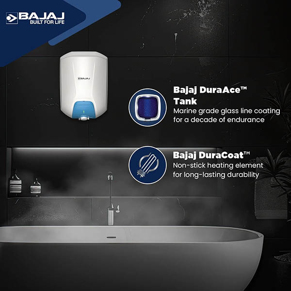 Buy Bajaj 25 L Endure Series Gracio White Storage Water Heater Online - Vasanth and Co