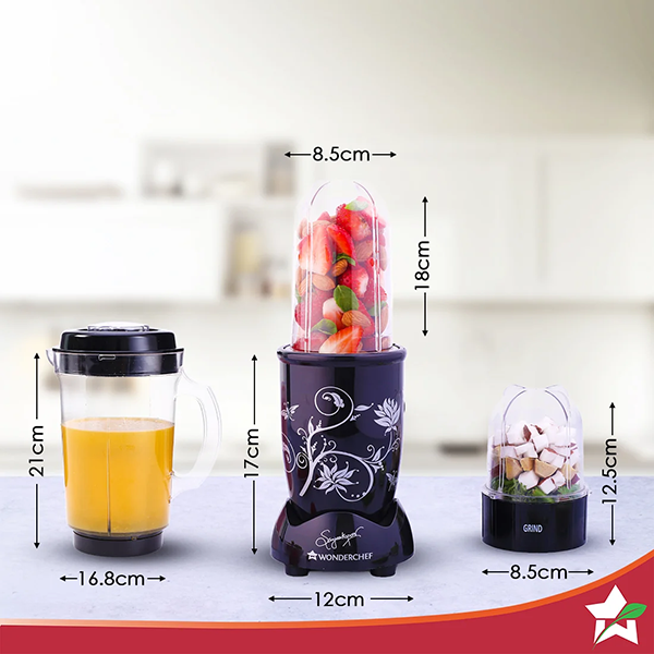 Buy Wonderchef 500 Watts 4 Jars Nutri blend Black Mixer Grinder Online - Vasanth and Co