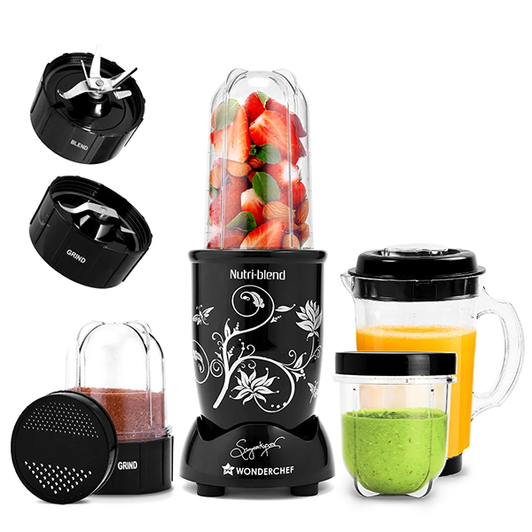 Buy Wonderchef 500 Watts 4 Jars Nutri blend Black Mixer Grinder Online - Vasanth and Co