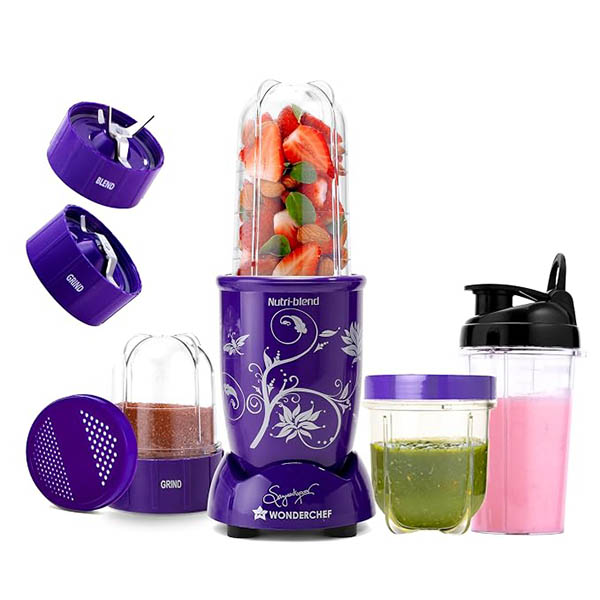 Buy Wonderchef 500 Watts 3 Jars & Sipper Jar Nutri blend Purple Mixer Grinder Online - Vasanth and Co