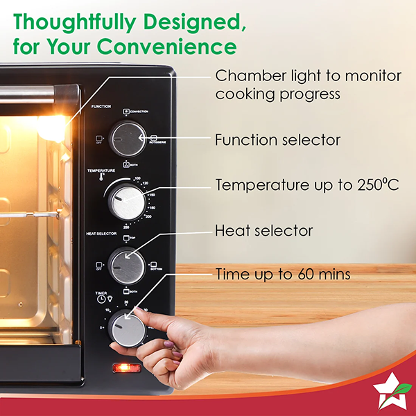 Buy Wonderchef 28 L Black Oven Toaster Griller Online - Vasanth and Co