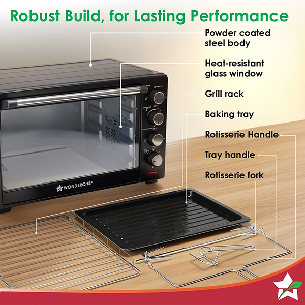Buy Wonderchef 28 L Black Oven Toaster Griller Online - Vasanth and Co