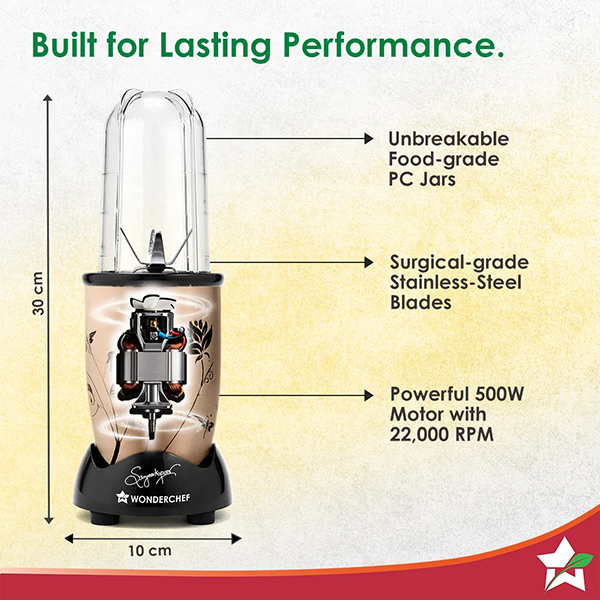 Buy Wonderchef 500W 4 Jars Nutri blend CKM Champagne Mixer Grinder & Chopper Online - Vasanth and Co