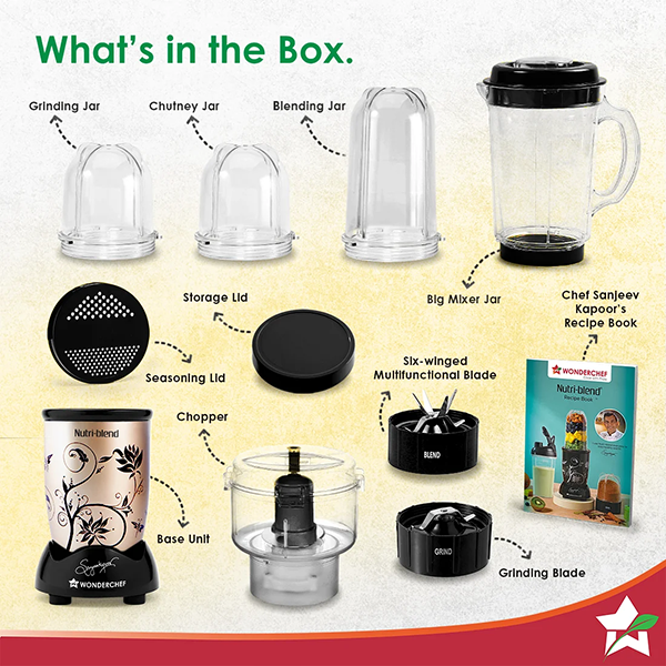 Buy Wonderchef 500W 4 Jars Nutri blend CKM Champagne Mixer Grinder & Chopper Online - Vasanth and Co