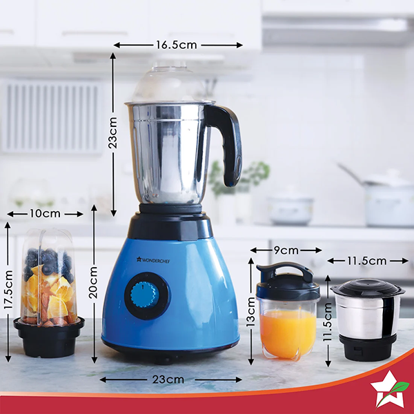 Buy Wonderchef 500 Watts 4 Jars Acura Blender Pro Black & Blue Mixer Grinder Online - Vasanth and Co