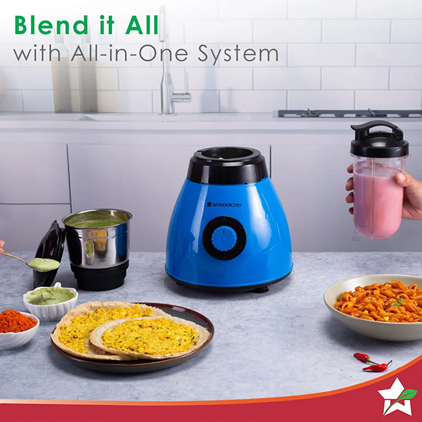 Buy Wonderchef 500 Watts 4 Jars Acura Blender Pro Black & Blue Mixer Grinder Online - Vasanth and Co