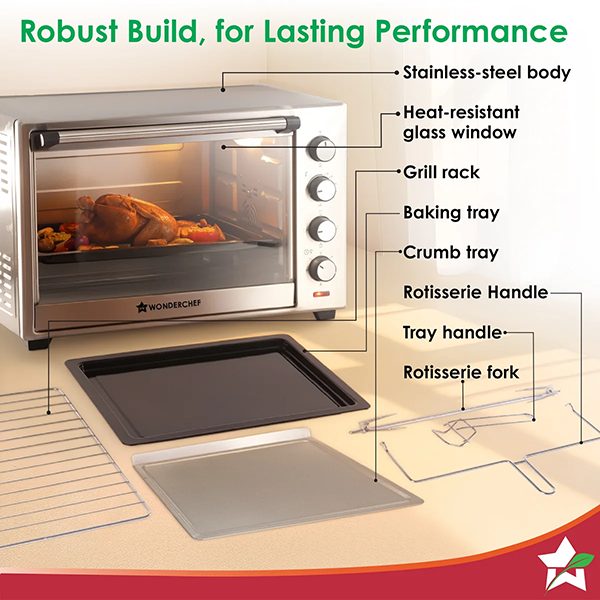 Buy Wonderchef 60 L Stainless Steel Oven Toaster Griller Online - Vasanth and Co