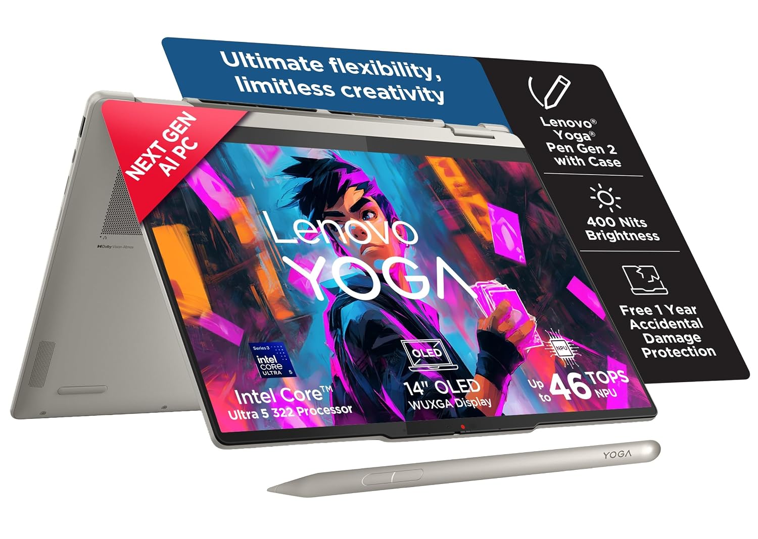 Buy Lenovo Yoga 7 2-in-1 Intel Core Ultra 5 16GB RAM 512GB SSD 83TC005MIN Laptop Online - Vasanth and Co