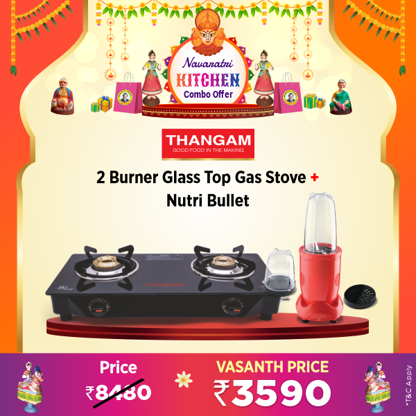 Buy Sowbaghya Compact 2 Burner Glass Top Gas Stove - Vasanth and Co