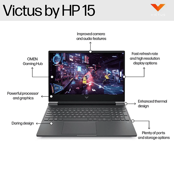 Buy HP Victus Gaming Intel Core i5 14th Gen 12GB 512GB 15-FA2624TX Mica Silver Windows 11 Home Laptop - Vasanth and Co