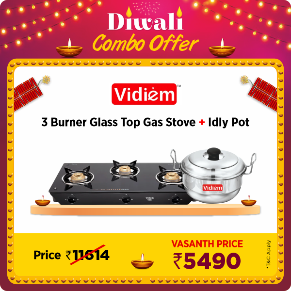 Buy Vidiem Glass Top Veer 3 Burner Gas Stove - Vasanth and Co
