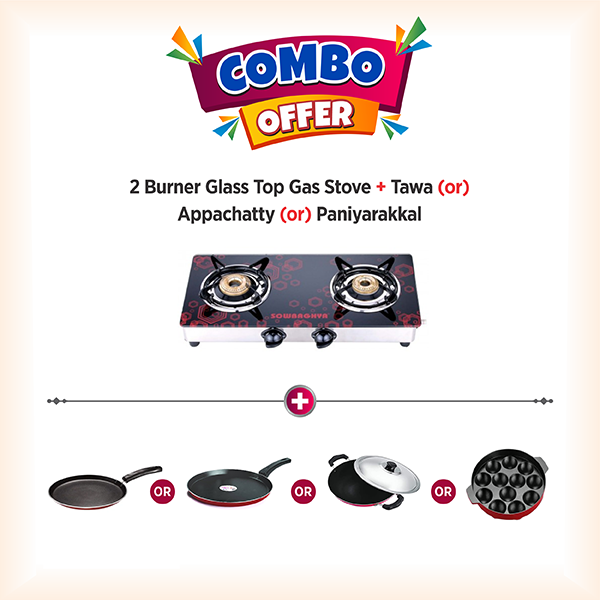 Buy Sowbaghya Glass Top Compact 2 burner Gas Stove - Vasanth and Co