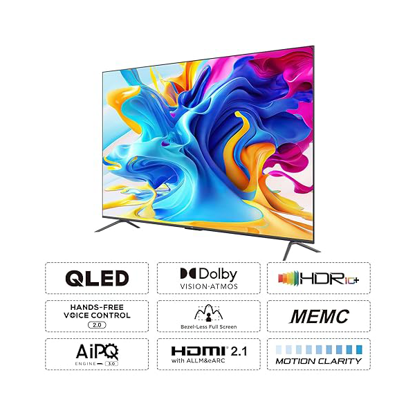 TCL 126 cm (50 inches) 4K Ultra HD Smart QLED Google TV 50C645 (Black) :  : Electronics